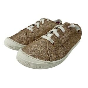 Wonder Nation Gold Glitter Slip‎ On Scrunch Back Sneaker Womens Size 5 EUC